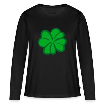 Trèfle vert bonheur - T-shirt manches longues Premium bio Femme - noir - Devant - Julia (174cm)