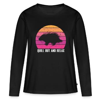 Conceptions de porcs-épics pour les amoureux des animaux rongeurs - T-shirt manches longues Premium bio Femme - noir - Devant - Julia (174cm)