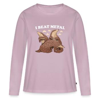 J’ai battu le pangolin métallique - T-shirt manches longues Premium bio Femme - rose poudré - Devant - Julia (174cm)