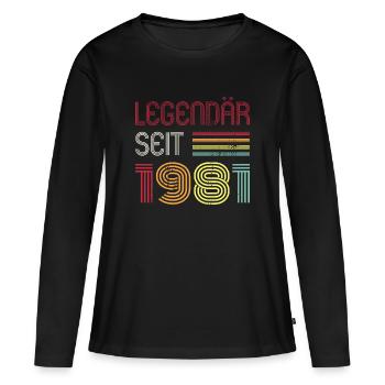 Legendär Seit 1981 Jahr Retro 81er Jahrgang - Frauen Premium Bio Langarmshirt - Schwarz - Vorne - Julia (174cm)