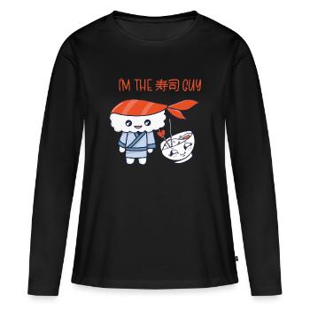 Kawaii Japanese Food Salmon Salmon Sushi Roll - T-shirt manches longues Premium bio Femme - noir - Devant - Julia (174cm)