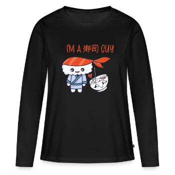 Kawaii Japanese Food Salmon Salmon Sushi Roll - T-shirt manches longues Premium bio Femme - noir - Devant - Julia (174cm)
