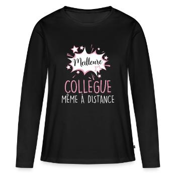 Collègue A Distance - T-shirt manches longues Premium bio Femme - noir - Devant - Julia (174cm)