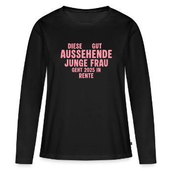 Rente Herz Kollegin Abschied 2025 Rentnerin - Frauen Premium Bio Langarmshirt - Schwarz - Vorne - Julia (174cm)
