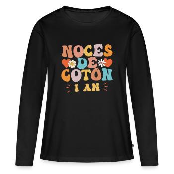 Noces de Coton - T-shirt manches longues Premium bio Femme - noir - Devant - Julia (174cm)