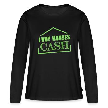 J’achète des maisons au comptant Investisseur immobilier - T-shirt manches longues Premium bio Femme - noir - Devant - Julia (174cm)