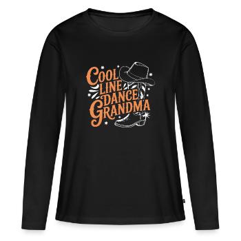 Coole Line Dance Oma - Frauen Premium Bio Langarmshirt - Schwarz - Vorne - Julia (174cm)