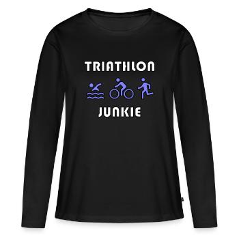Triathlon Junkie - T-shirt manches longues Premium bio Femme - noir - Devant - Julia (174cm)
