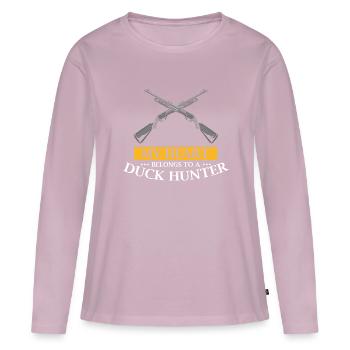 Drôle de conception de chasse au canard Hunter Hunting Duck Design - T-shirt manches longues Premium bio Femme - rose poudré - Devant - Julia (174cm)