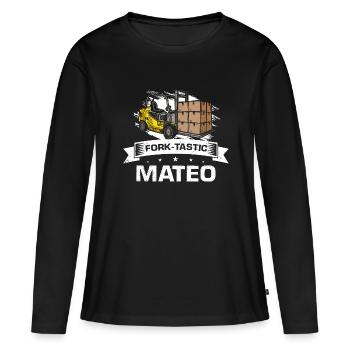 Lagerarbeiter für Staplerfahrer und Gabelstapler - Frauen Premium Bio Langarmshirt - Schwarz - Vorne - Julia (174cm)