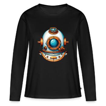 Nostalgischer Taucherhelm Tiefseetaucherhelm - Frauen Premium Bio Langarmshirt - Schwarz - Vorne - Julia (174cm)