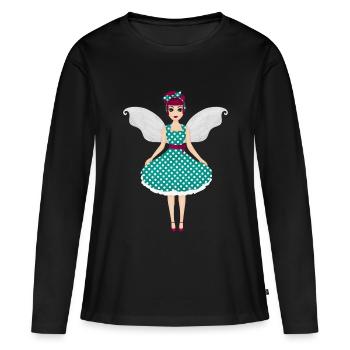 Rockabilly Fee - Frauen Premium Bio Langarmshirt - Schwarz - Vorne - Julia (174cm)