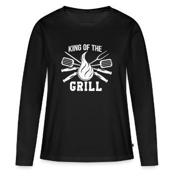 Le roi au barbecue - T-shirt manches longues Premium bio Femme - noir - Devant - Julia (174cm)