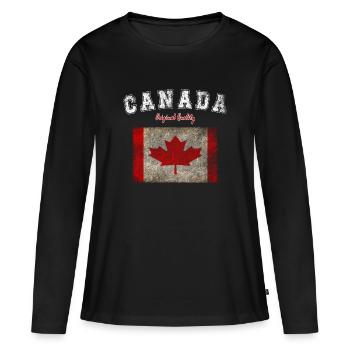 Drapeau du Canada Vintage Canada - T-shirt manches longues Premium bio Femme - noir - Devant - Julia (174cm)