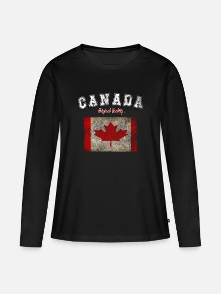 Canada Flagge Vintage Kanada - Frauen Premium Bio Langarmshirt - Schwarz