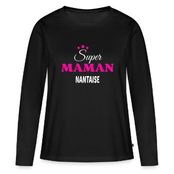 Super maman Nantaise citation - T-shirt manches longues Premium bio Femme - noir - Devant - Julia (174cm)