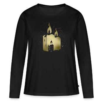candle - Women's Premium Organic Long Sleeve Shirt - black - Front - Julia (174cm)