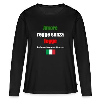 italian saying, italian proverb - Women's Premium Organic Long Sleeve Shirt - black - Front - Julia (174cm)