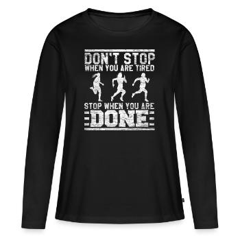 Marathon - T-shirt manches longues Premium bio Femme - noir - Devant - Julia (174cm)