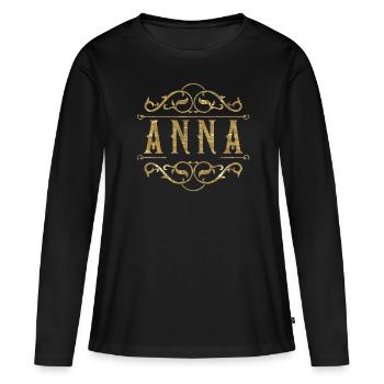 Anna gold - Frauen Premium Bio Langarmshirt - Schwarz - Vorne - Julia (174cm)