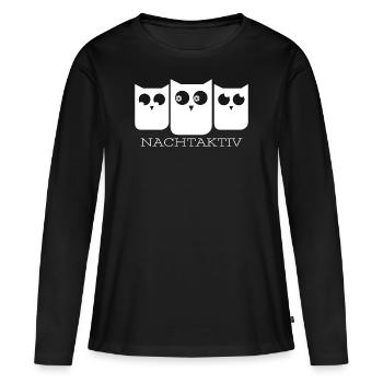 NachtAktiv von Philipp Wolf - Frauen Premium Bio Langarmshirt - Schwarz - Vorne - Julia (174cm)