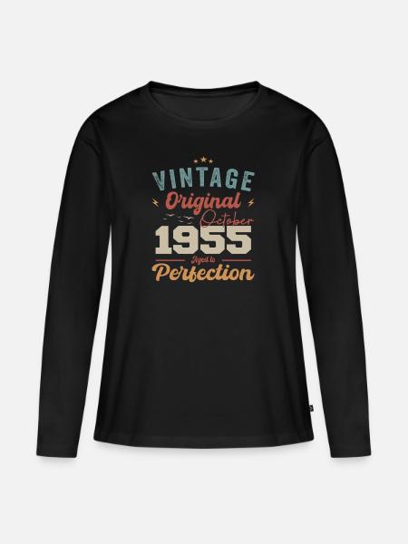 Lokakuu 1955 Syntymäpäivälahja 1955 lokakuu - Premium luomulaatuinen naisten pitkähihainen paita - musta