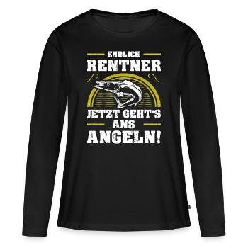 Endlich Rentner Pensionierung Rente Angler Angeln - Frauen Premium Bio Langarmshirt - Schwarz - Vorne - Julia (174cm)