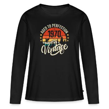 1970 Vintage - Geburtstagsgeschenk 1970 Retro 1970 - Frauen Premium Bio Langarmshirt - Schwarz - Vorne - Julia (174cm)