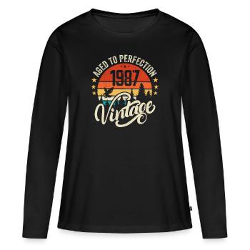 1987 Vintage - Geburtstagsgeschenk 1987 Retro 1987 - Frauen Premium Bio Langarmshirt - Schwarz - Vorne - Julia (174cm)