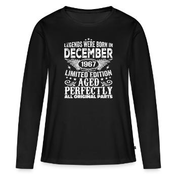 Décembre 1967 Anniversaire Décembre 1967 Décembre - T-shirt manches longues Premium bio Femme - noir - Devant - Julia (174cm)