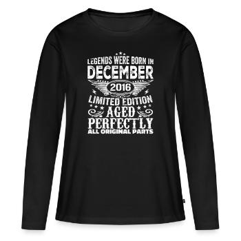 Décembre 2016 Anniversaire Décembre 2016 Décembre - T-shirt manches longues Premium bio Femme - noir - Devant - Julia (174cm)