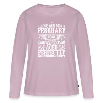 Légendaire depuis février 1941 - 83 ans - T-shirt manches longues Premium bio Femme - rose poudré - Devant - Julia (174cm)