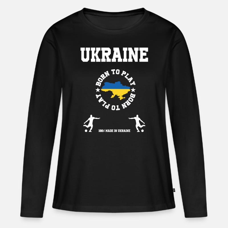 Ukraine - Frauen Premium Bio Langarmshirt - Schwarz
