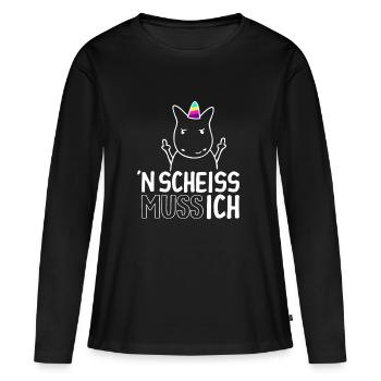 n Scheiß muss ich - Frauen Premium Bio Langarmshirt - Schwarz - Vorne - Julia (174cm)
