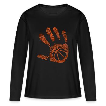 basketball empreinte main - T-shirt manches longues Premium bio Femme - noir - Devant - Julia (174cm)