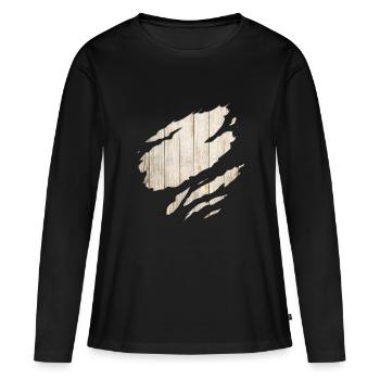 cheval des les modèle nature texture - T-shirt manches longues Premium bio Femme - noir - Devant - Julia (174cm)