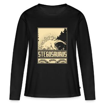 Stegosaurus Dino Vintage - T-shirt manches longues Premium bio Femme - noir - Devant - Julia (174cm)