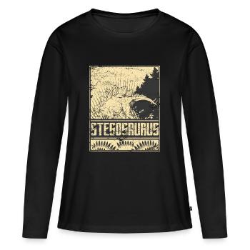 Stegosaurus dinosaure Dinosaruier herbivore - T-shirt manches longues Premium bio Femme - noir - Devant - Julia (174cm)