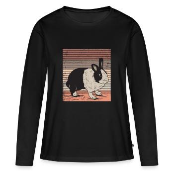 lapin néerlandais - T-shirt manches longues Premium bio Femme - noir - Devant - Julia (174cm)