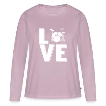 LOVE DRUMS - Frauen Premium Bio Langarmshirt - Altrosa - Vorne - Julia (174cm)