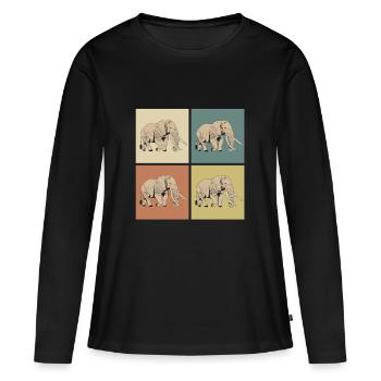 Éléphant pop art - T-shirt manches longues Premium bio Femme - noir - Devant - Julia (174cm)