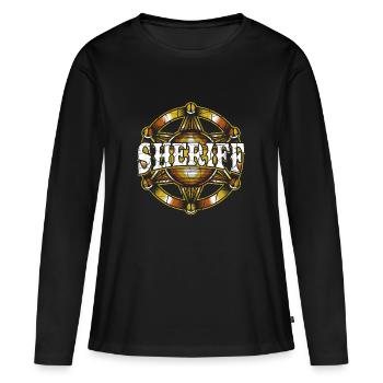 Sheriff Brand Wild West Texas Western - T-shirt manches longues Premium bio Femme - noir - Devant - Julia (174cm)