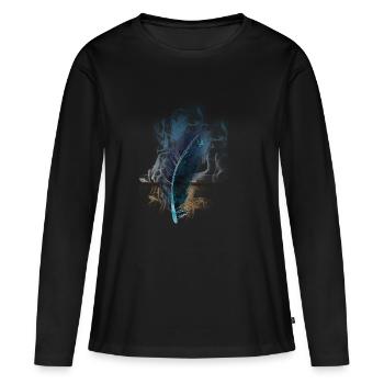 Plume - T-shirt manches longues Premium bio Femme - noir - Devant - Julia (174cm)