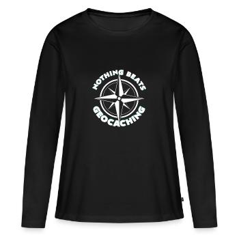 Geocaching - T-shirt manches longues Premium bio Femme - noir - Devant - Julia (174cm)