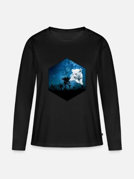Löwenbaby - Frauen Premium Bio Langarmshirt - Schwarz