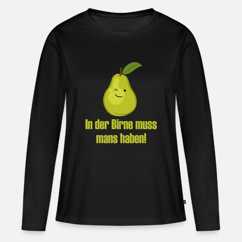 In der Birne muss mans ha - Frauen Premium Bio Langarmshirt - Schwarz