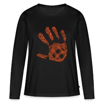 petanque empreinte main - T-shirt manches longues Premium bio Femme - noir - Devant - Julia (174cm)