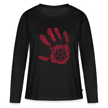 handball empreinte main - T-shirt manches longues Premium bio Femme - noir - Devant - Julia (174cm)
