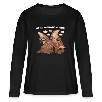 Mes écailles sont chargées Pangolin - T-shirt manches longues Premium bio Femme - noir - Devant - Julia (174cm)