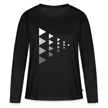 Triangles Gris Horizontal Flèche Décoration - T-shirt manches longues Premium bio Femme - noir - Devant - Julia (174cm)